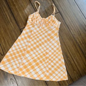 Urban Outfitters Orange Plaid Mini Dress